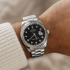 Rolee Silver Black Dial Diamond Watch - Image 3